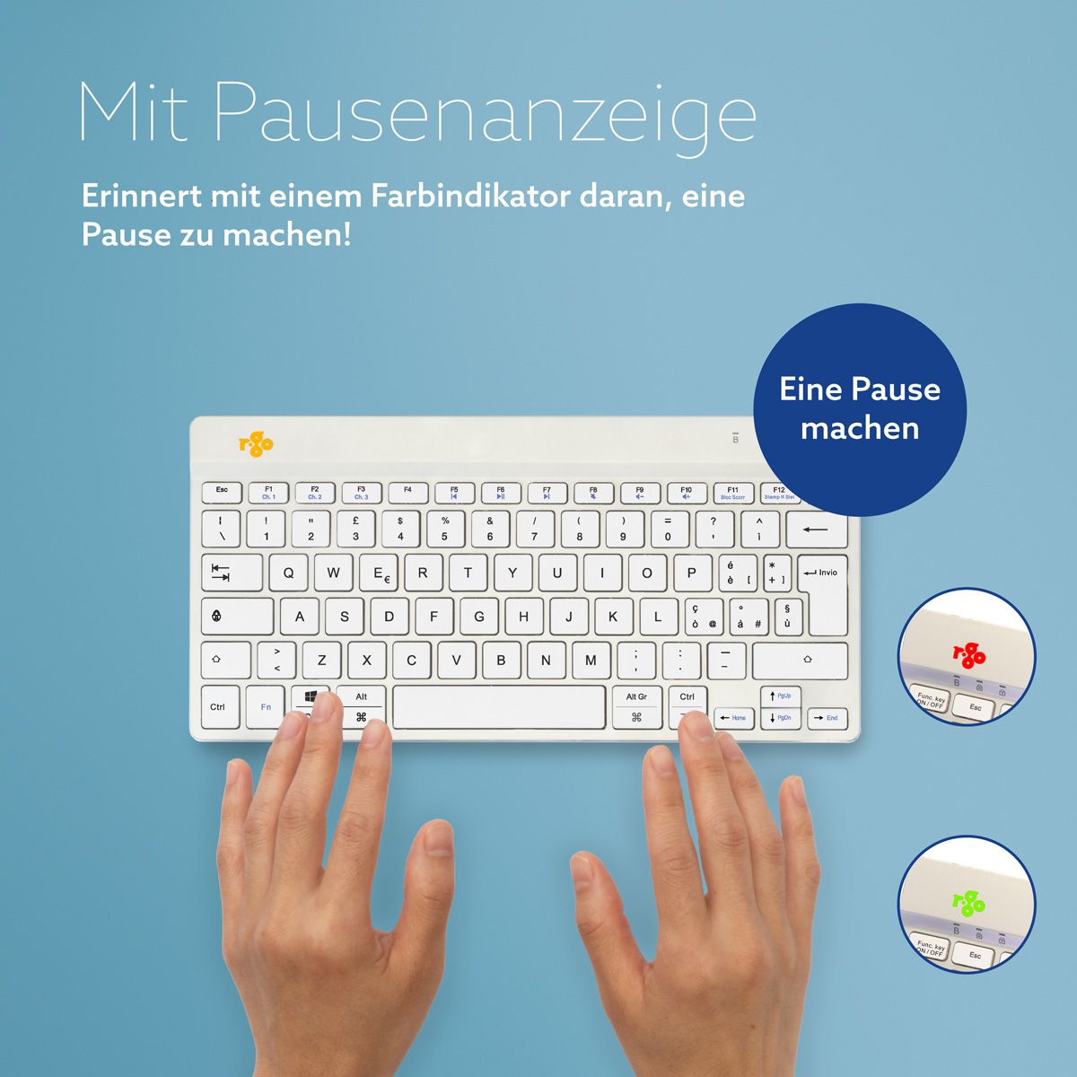 R-Go Compact Break (weiß, drahtlos, QWERTY – IT)