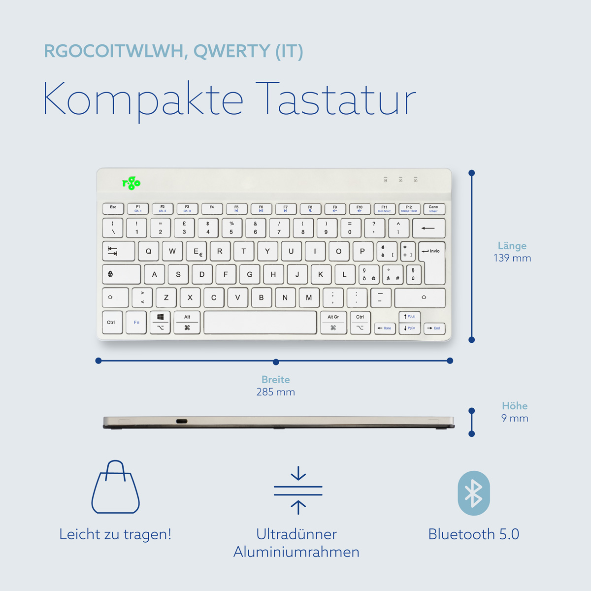 R-Go Compact Break (weiß, drahtlos, QWERTY – IT)