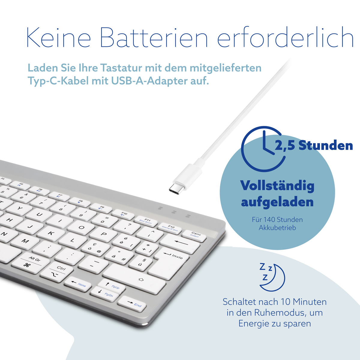 R-Go Compact Break (weiß, drahtlos, QWERTY – IT)