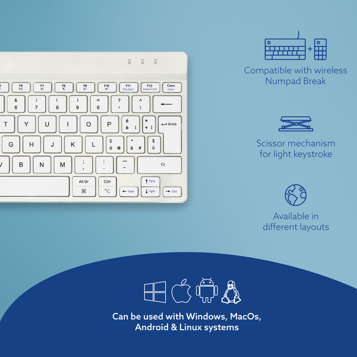 R-Go Compact Break (white, wireless, QWERTY – IT)