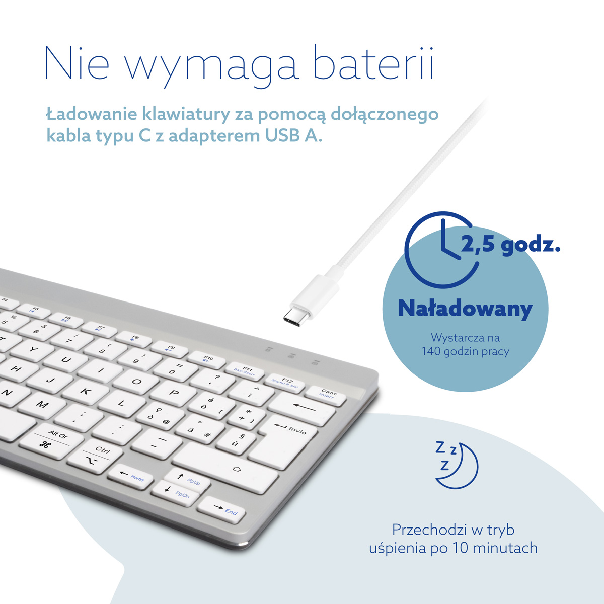 R-Go Compact Break (biały, bezprzewodowy, QWERTY – IT)