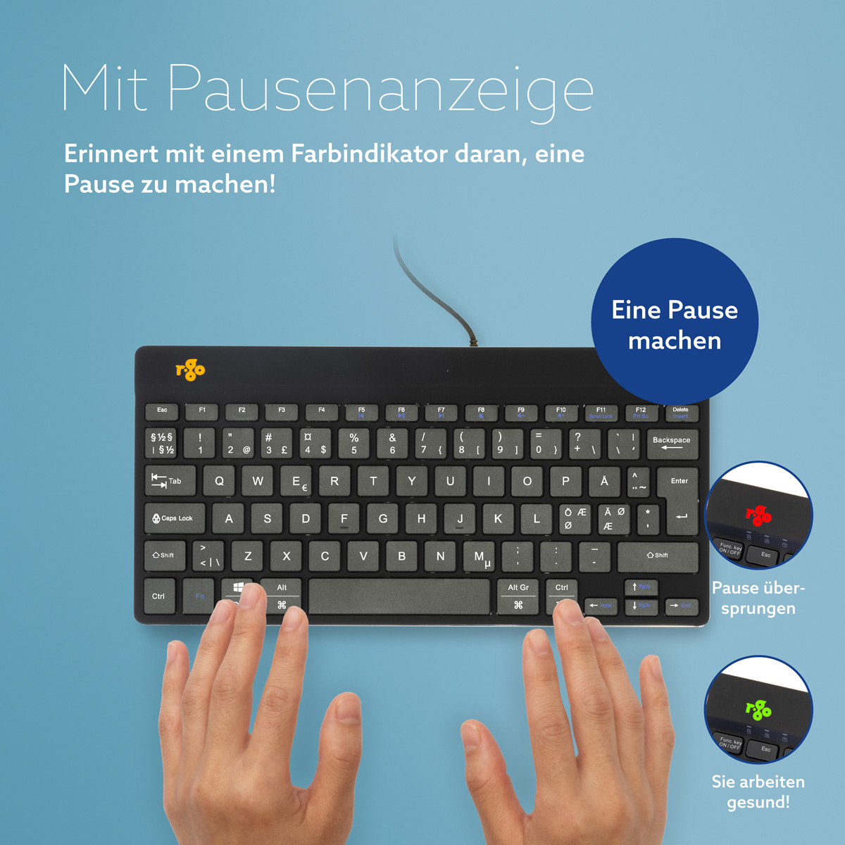 R-Go Compact Break (schwarz, verkabelt, QWERTY – Nordic)