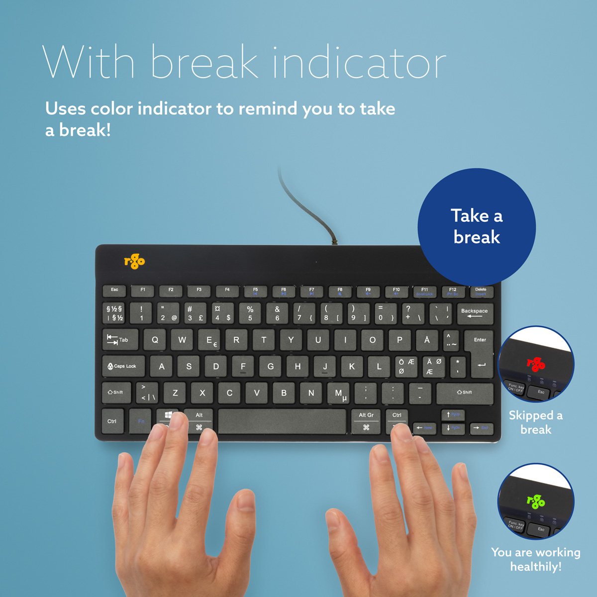 R-Go Compact Break (black, wired, QWERTY – Nordic)