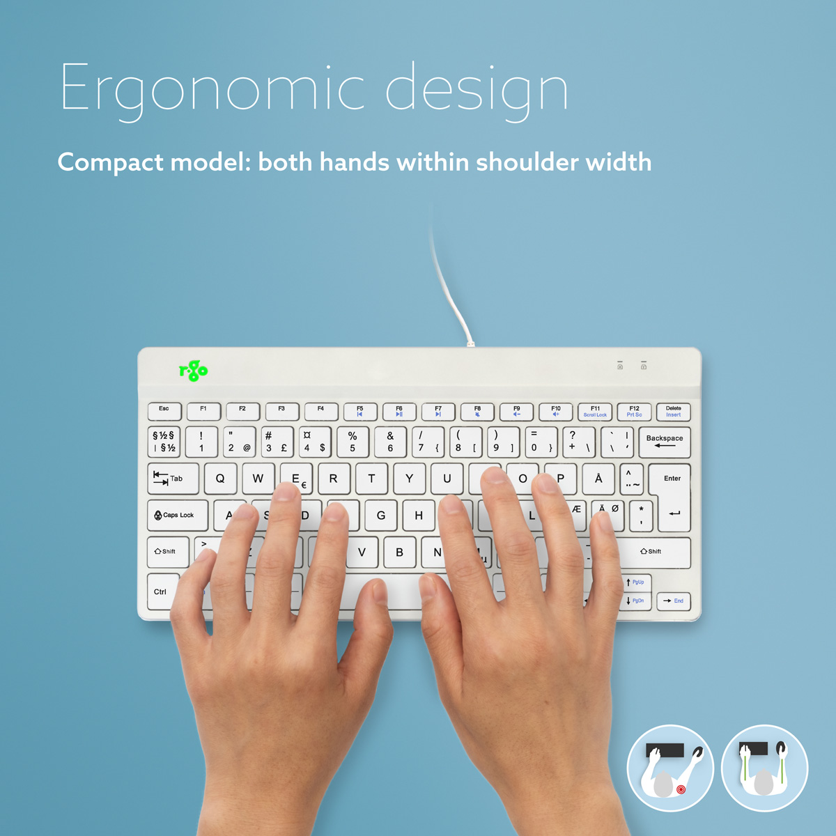 R-Go Compact Break (white, wired, QWERTY – Nordic)