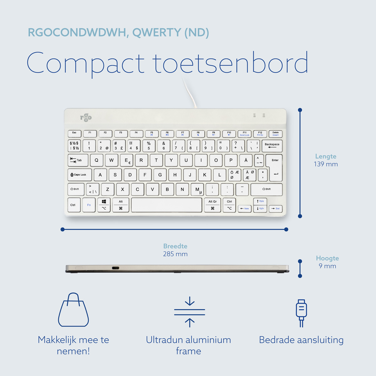 R-Go Compact Break (wit, bedraad, QWERTY – Nordic)