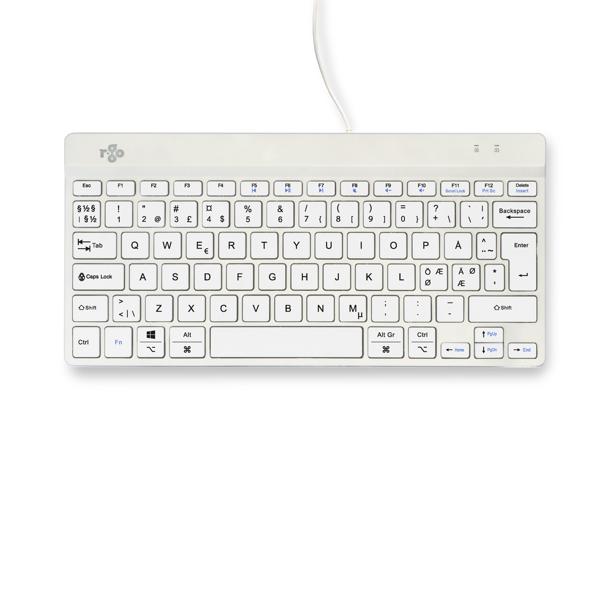 R-Go Compact Break (white, wired, QWERTY – Nordic)