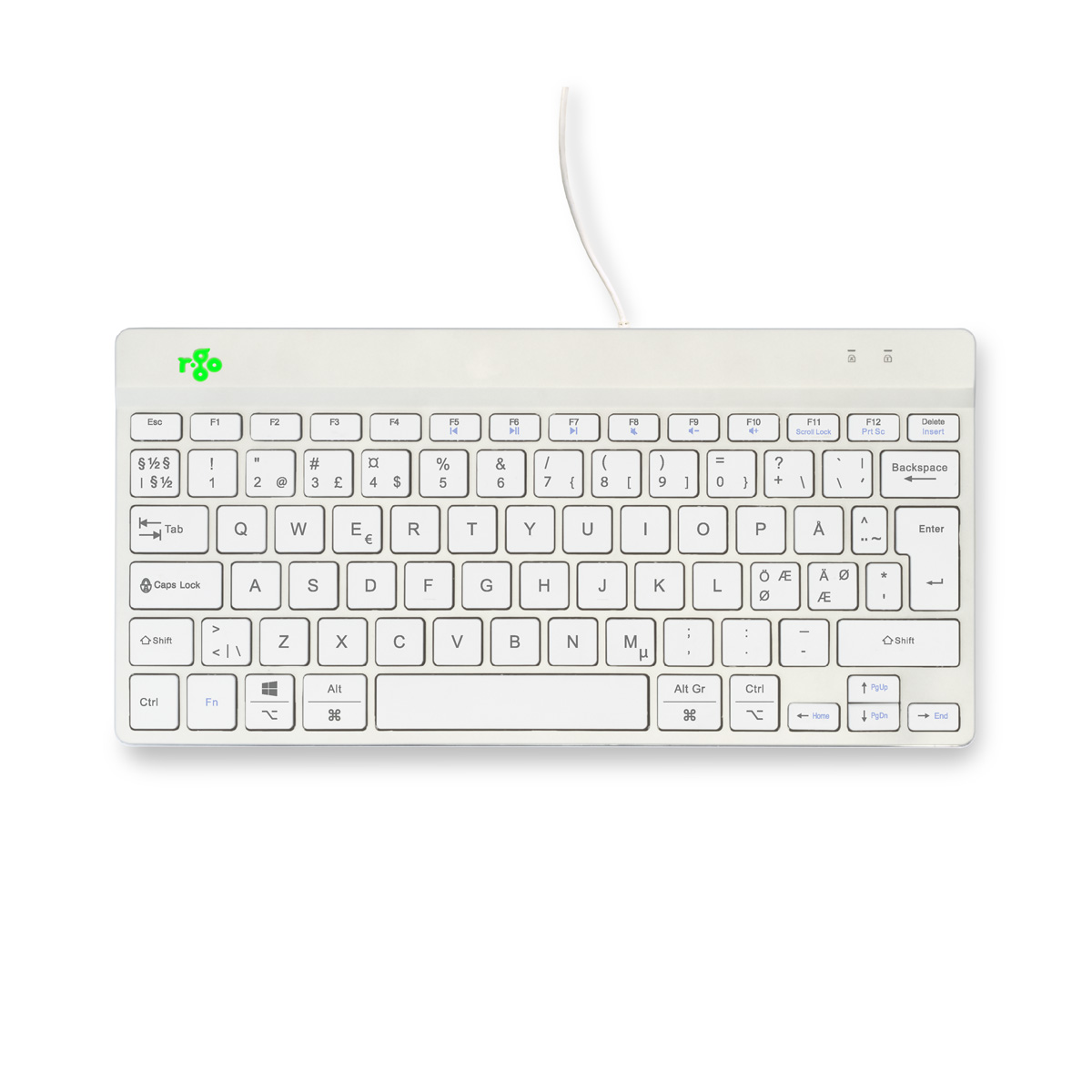 R-Go Compact Break (white, wired, QWERTY – Nordic)