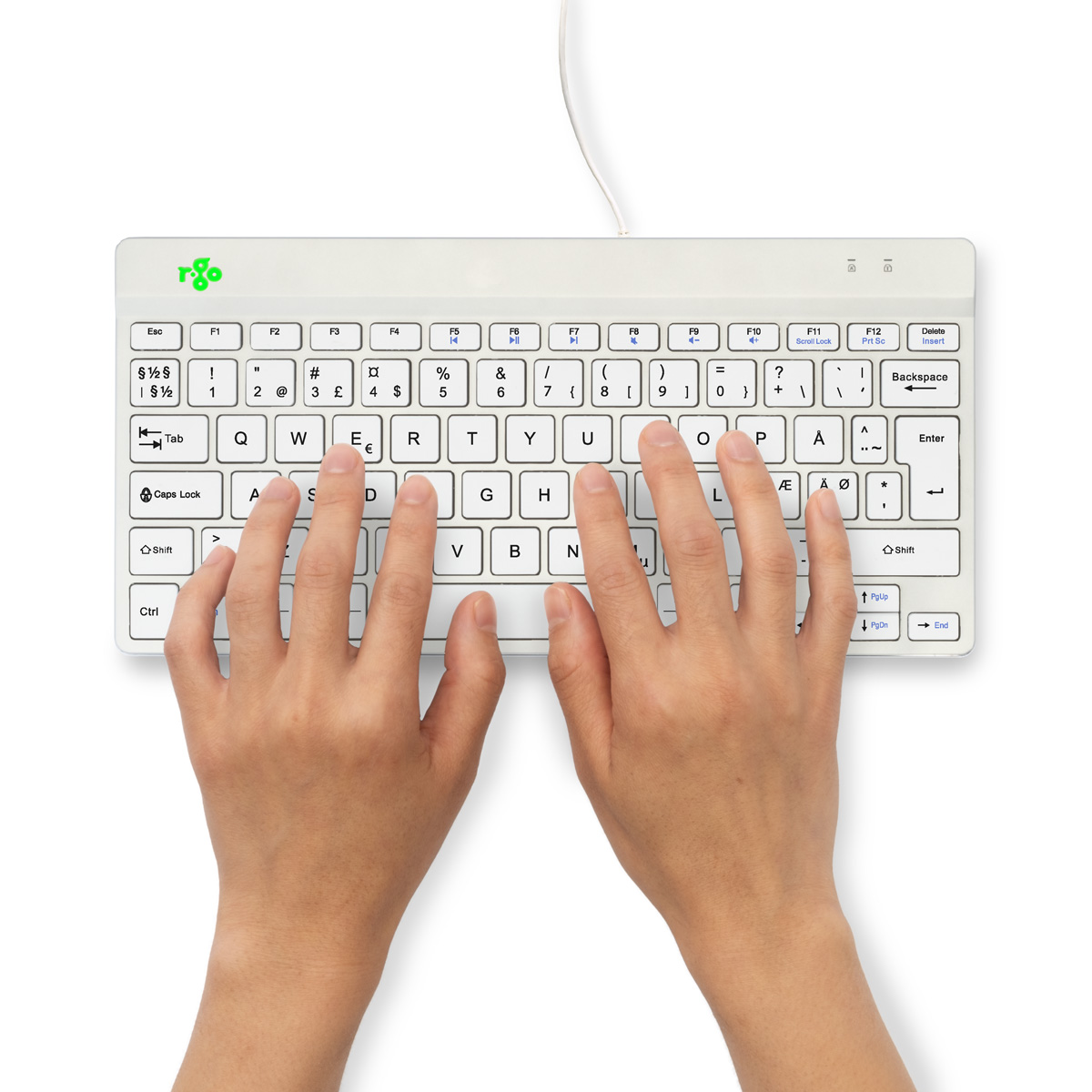 R-Go Compact Break (white, wired, QWERTY – Nordic)