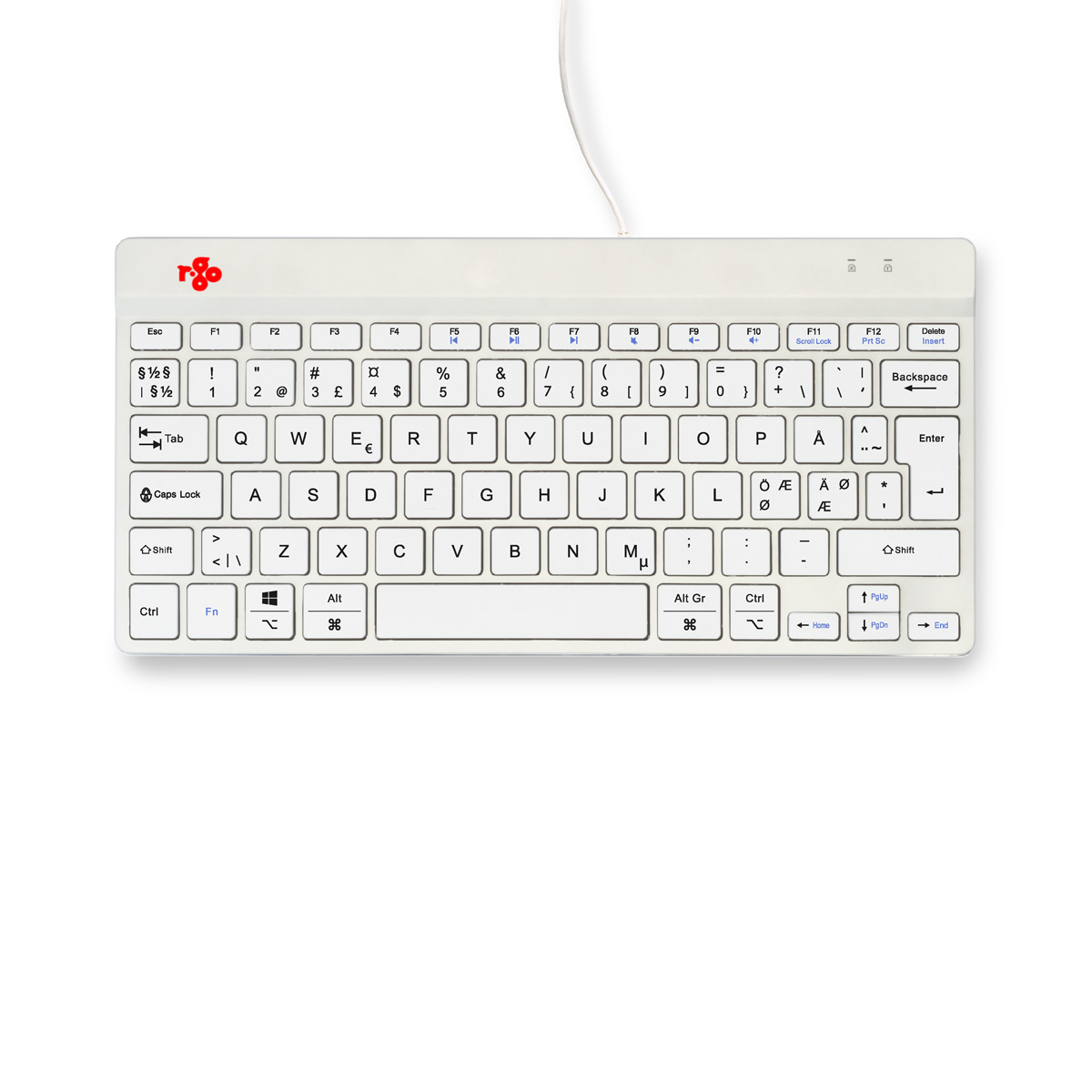 R-Go Compact Break (white, wired, QWERTY – Nordic)