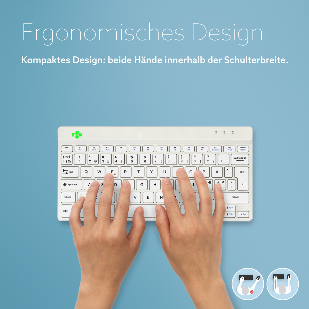 R-Go Compact Break (weiß, drahtlos, QWERTY – Nordic)