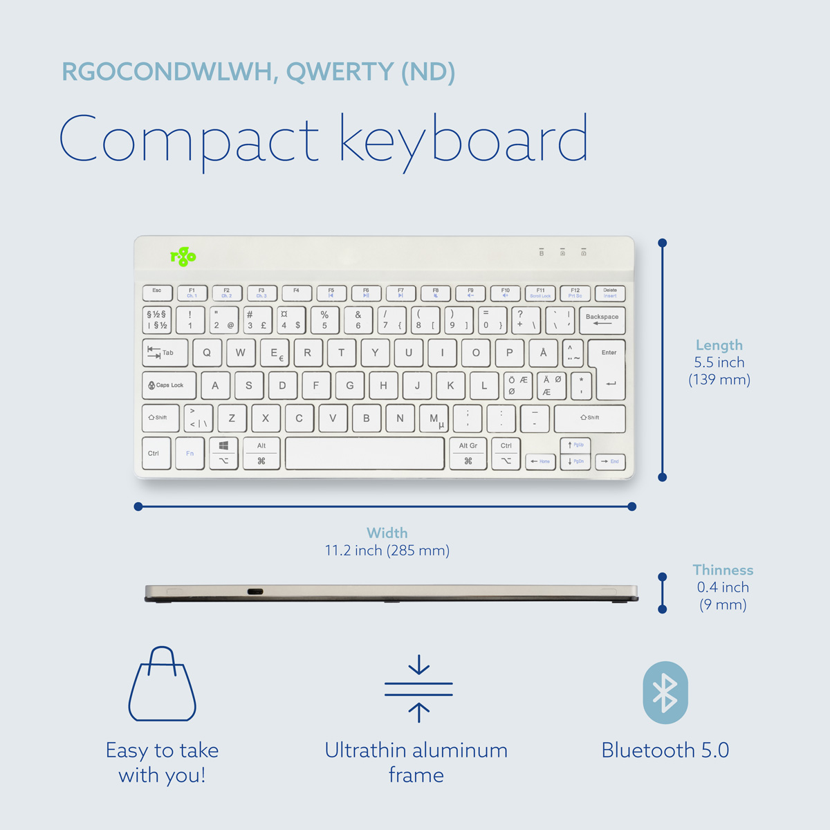 R-Go Compact Break (white, wireless, QWERTY – Nordic)