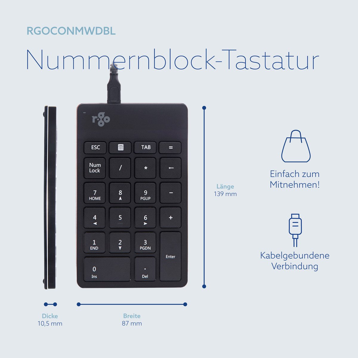 R-Go Numpad Break (schwarz, verkabelt)