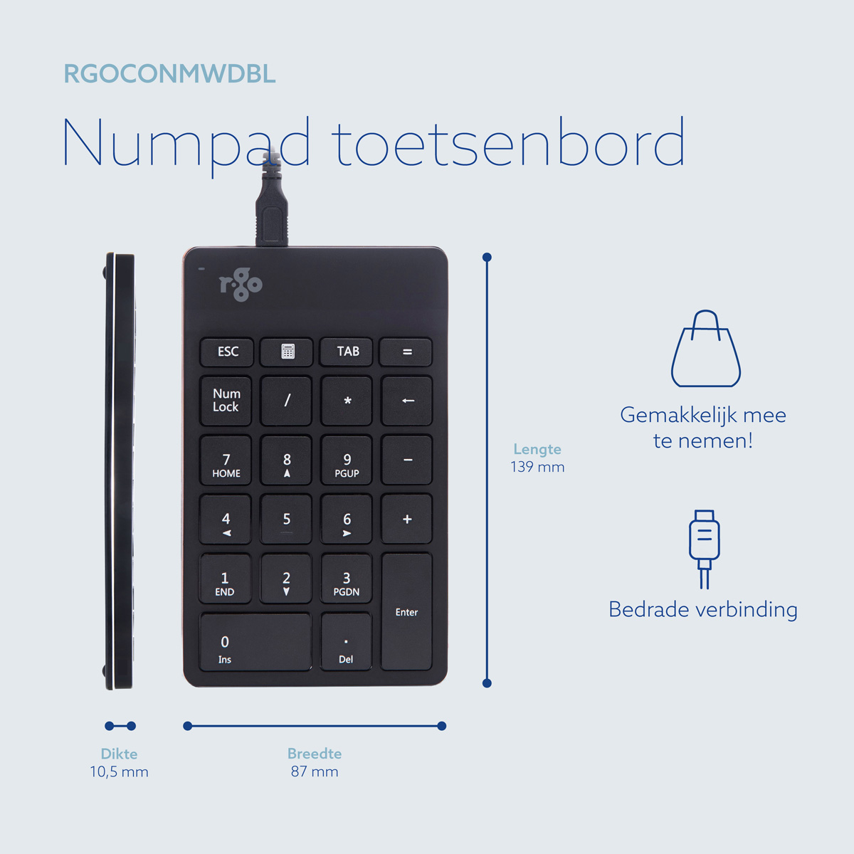 R-Go Numpad Break (zwart, bedraad)
