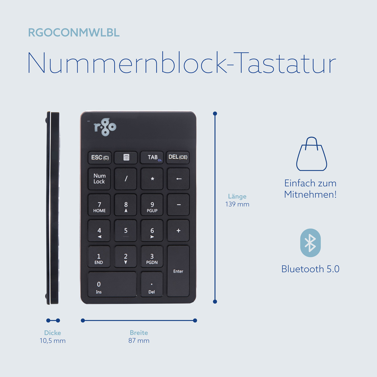 R-Go Nummernblock Break (schwarz, drahtlos)