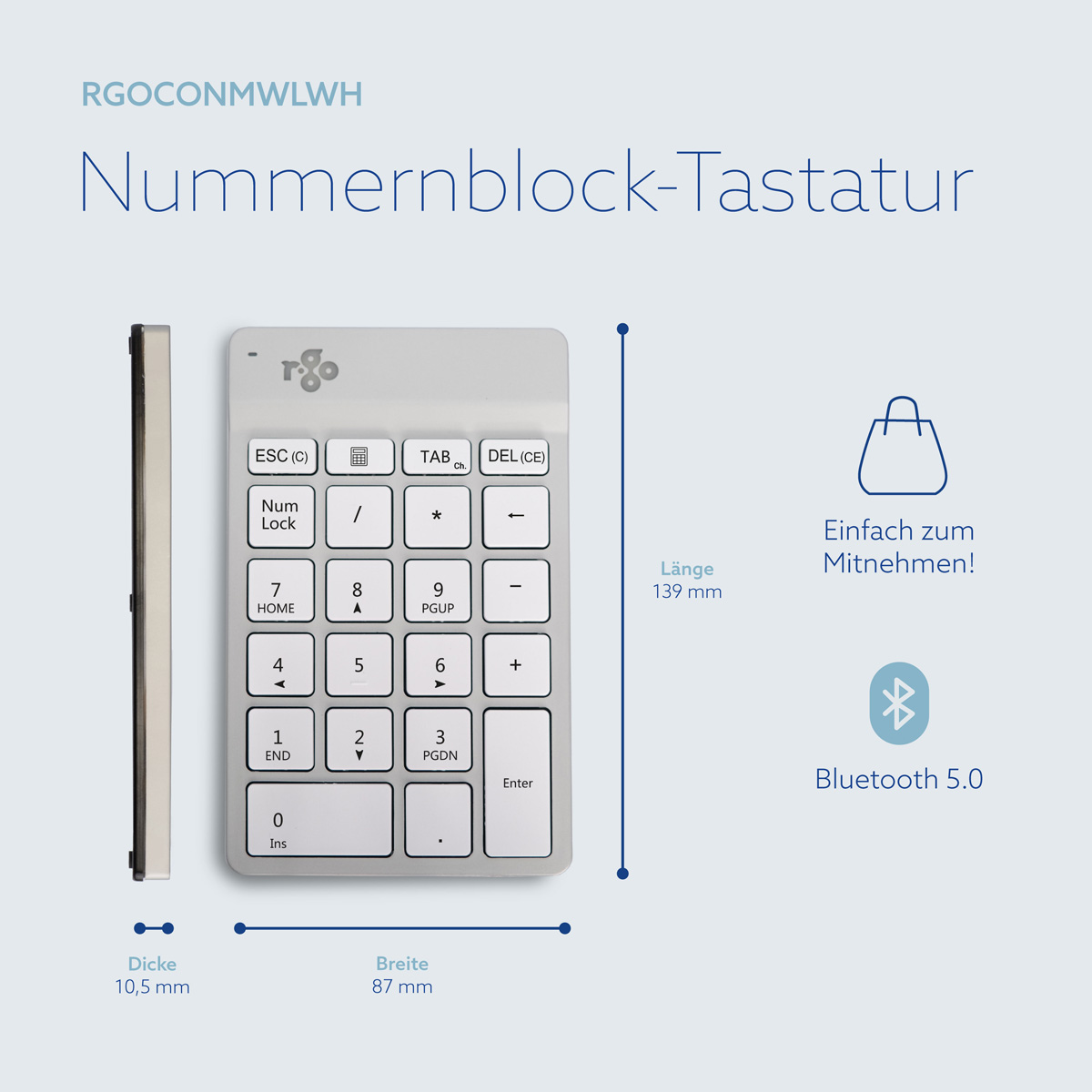 R-Go Nummernblock Break (weiß, drahtlos)
