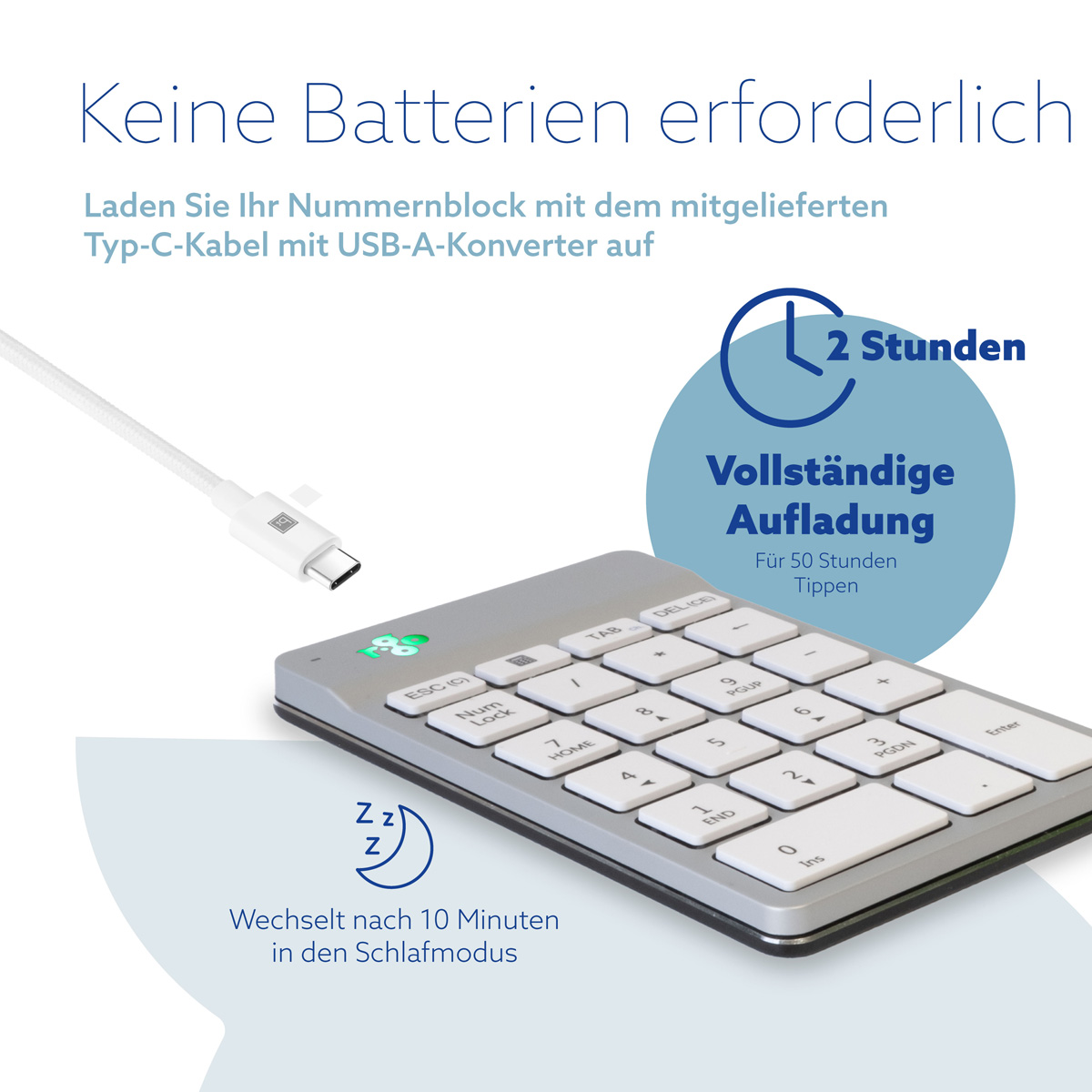 R-Go Nummernblock Break (weiß, drahtlos)
