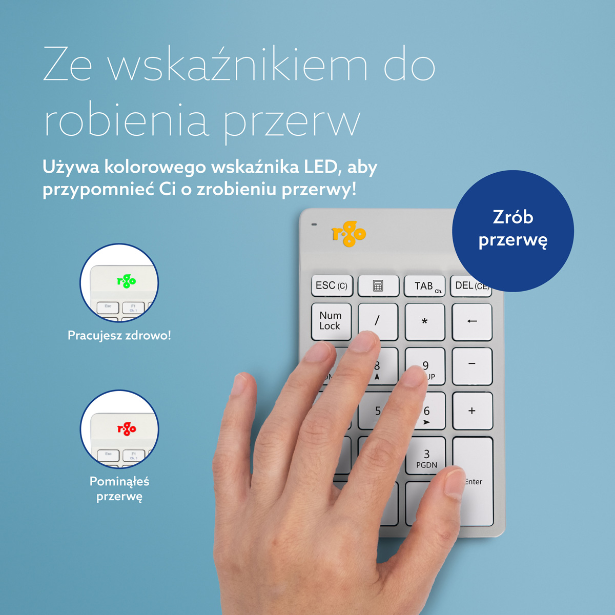 R-Go Numpad Break (biały, bezprzewodowy)