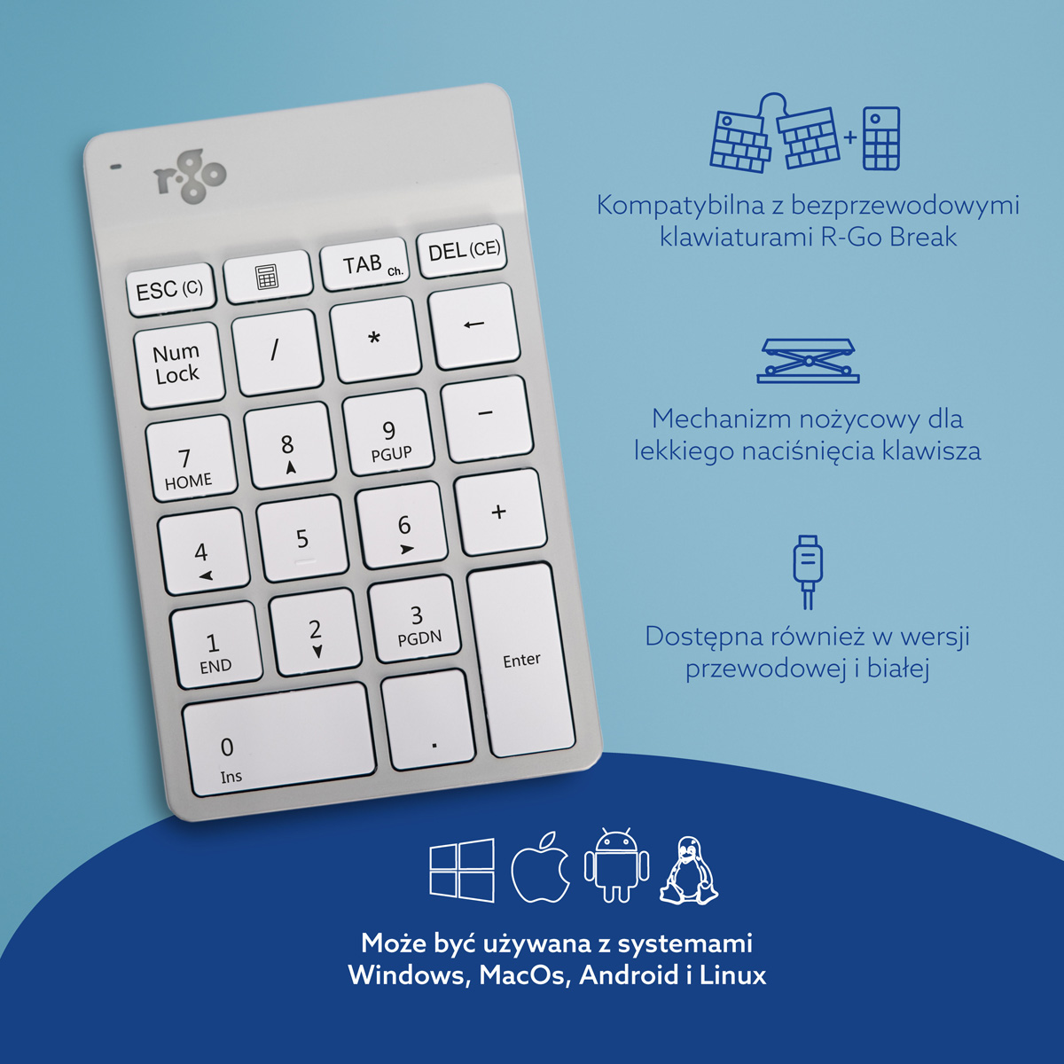 R-Go Numpad Break (biały, bezprzewodowy)