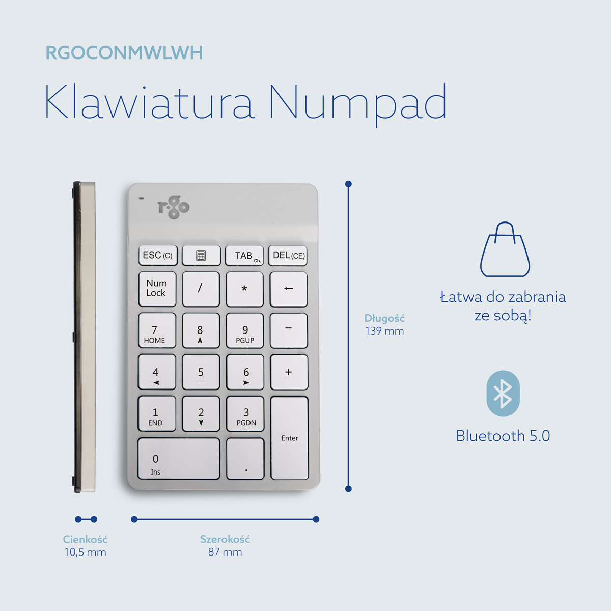 R-Go Numpad Break (biały, bezprzewodowy)