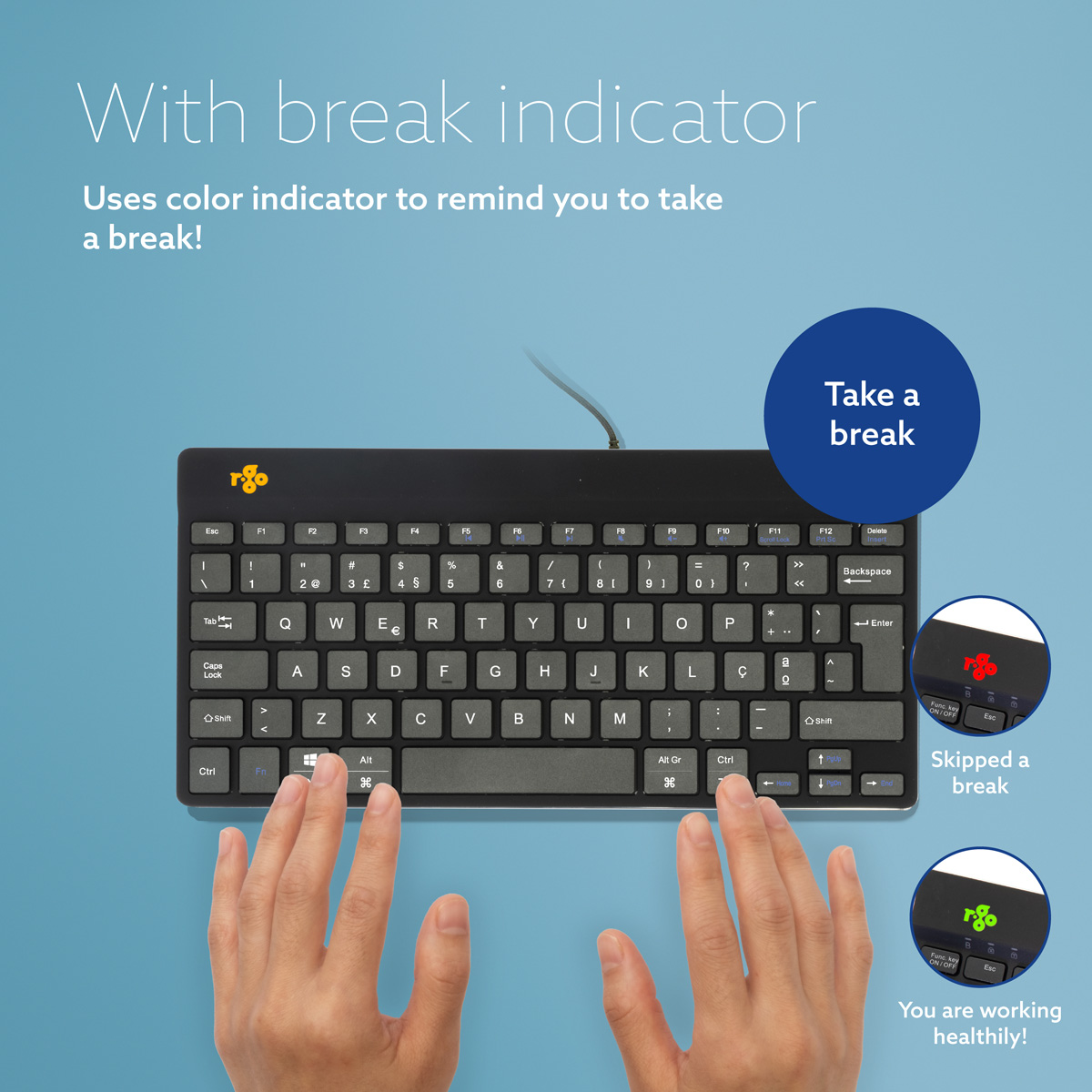 R-Go Compact Break (black, wired, QWERTY – PT)