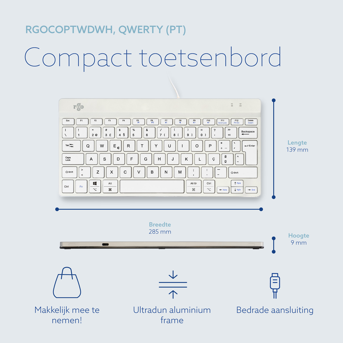 R-Go Compact Break (wit, bedraad, QWERTY – PT)