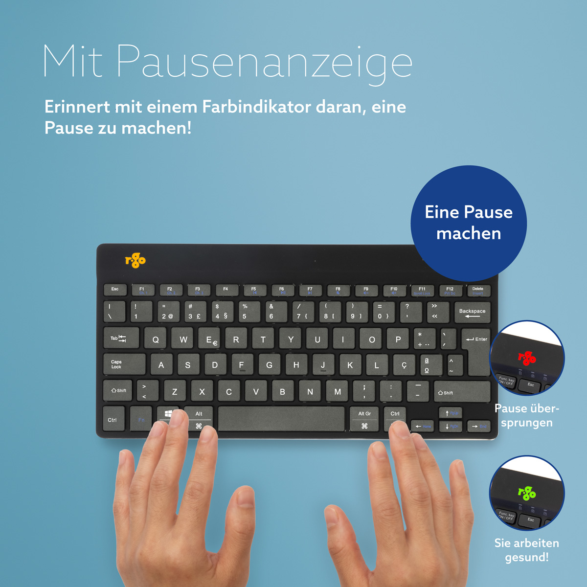 R-Go Compact Break (schwarz, drahtlos, QWERTY – PT)