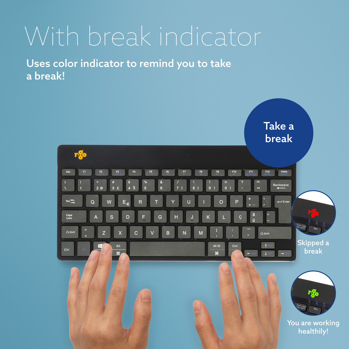 R-Go Compact Break (black, wireless, QWERTY – PT)