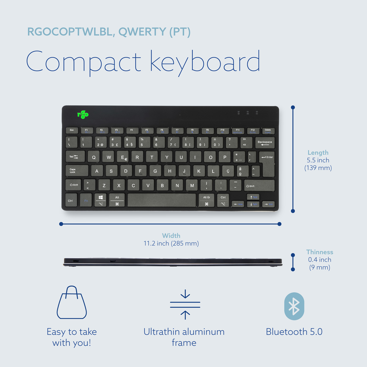 R-Go Compact Break (black, wireless, QWERTY – PT)