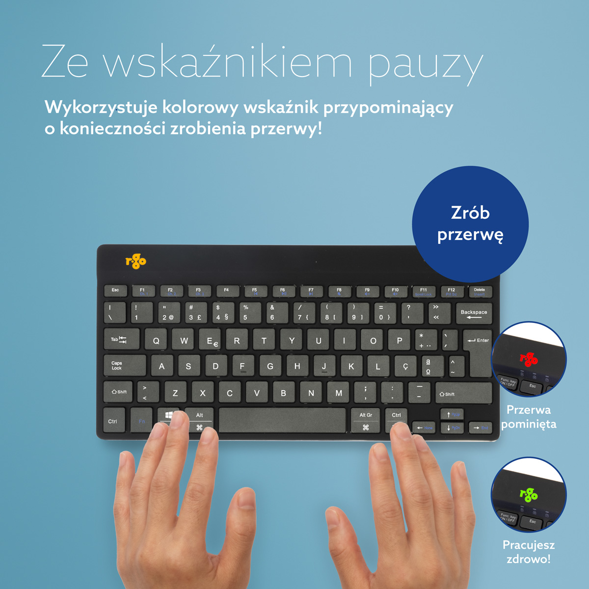 R-Go Compact Break (czarny, bezprzewodowy, QWERTY – PT)