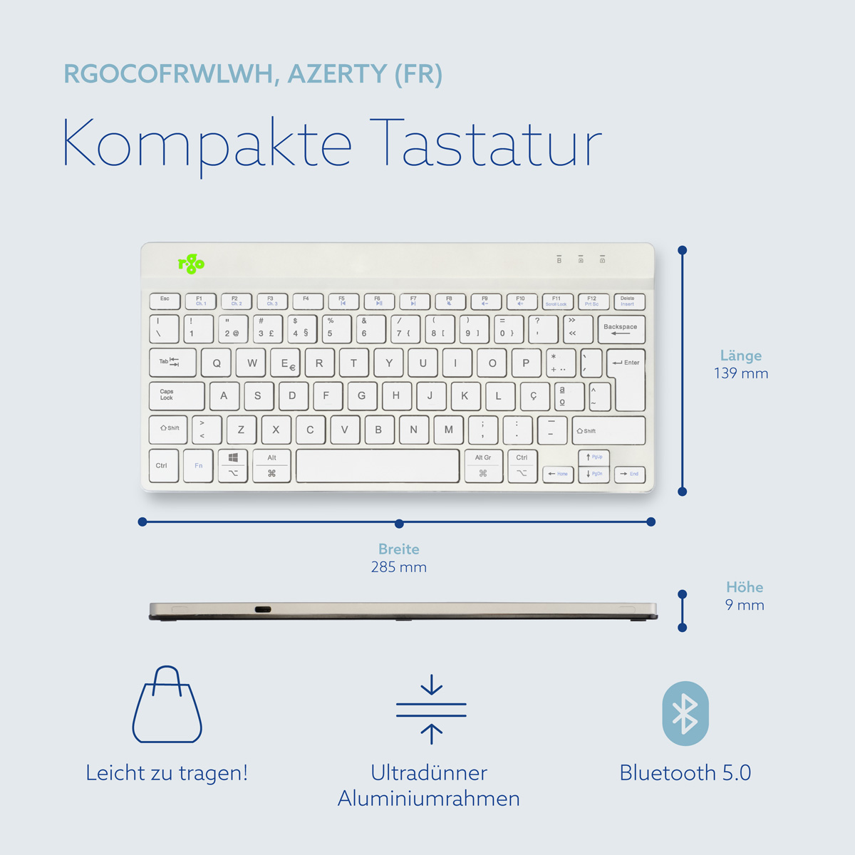 R-Go Compact Break (weiß, drahtlos, QWERTY – PT)