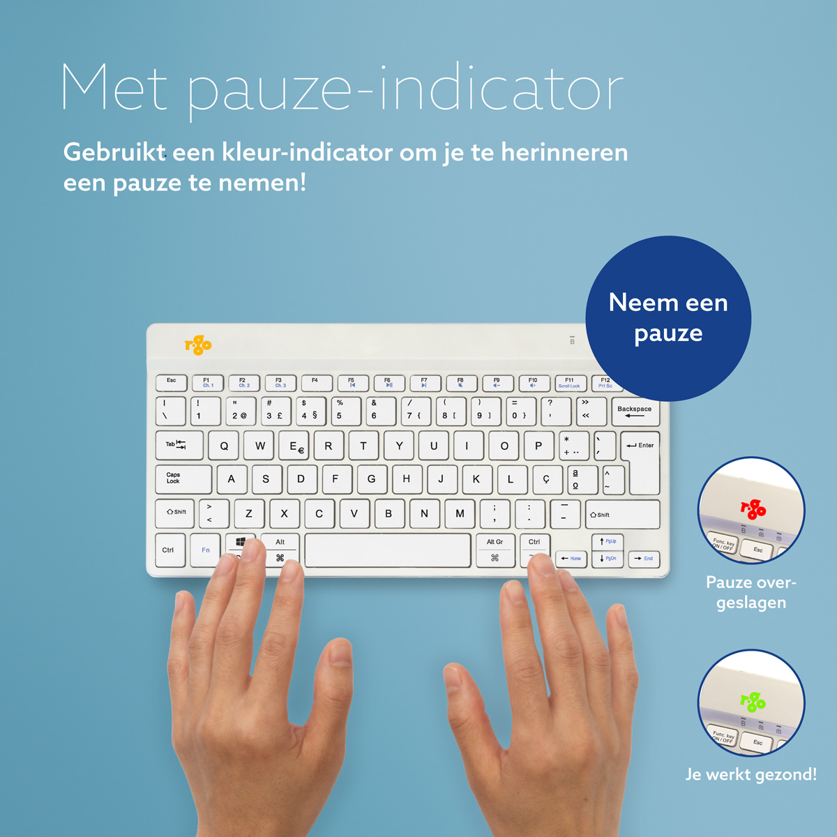 R-Go Compact Break (wit, draadloos, QWERTY – PT)
