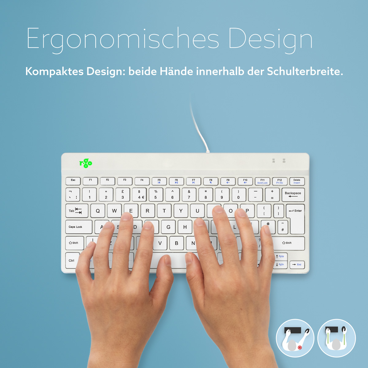 R-Go Compact Break (weiß, verkabelt, QWERTY – UK)