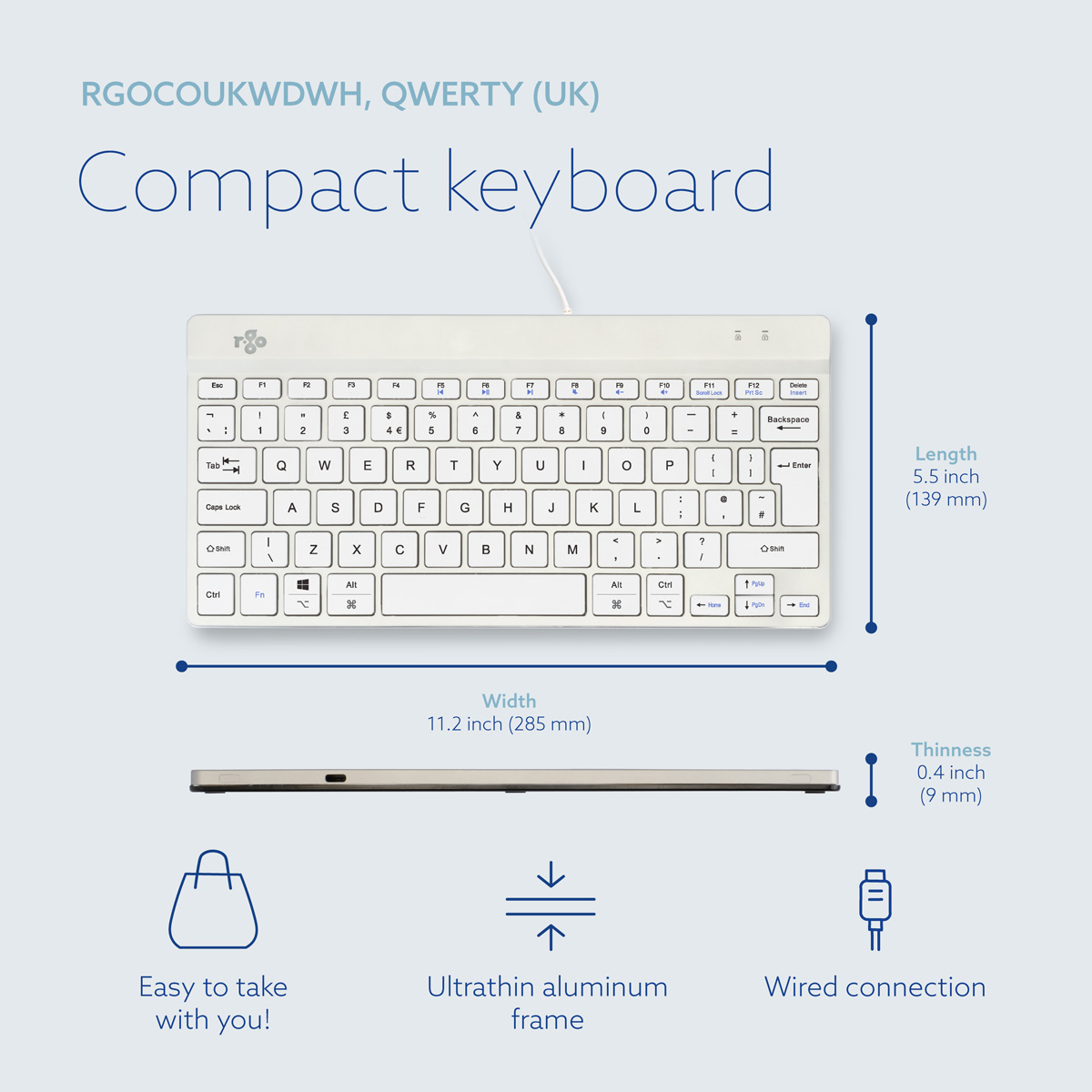 R-Go Compact Break (white, wired, QWERTY – UK)