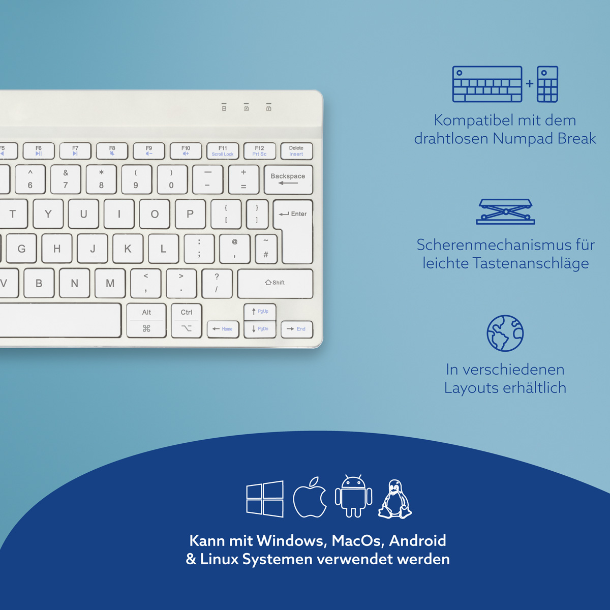 R-Go Compact Break (weiß, drahtlos, QWERTY – UK)