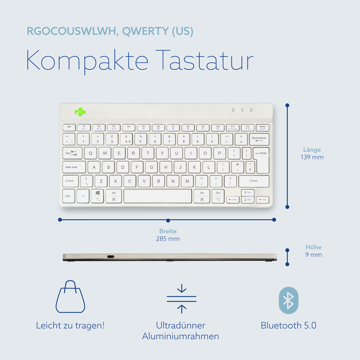 R-Go Compact Break (weiß, drahtlos, QWERTY – UK)