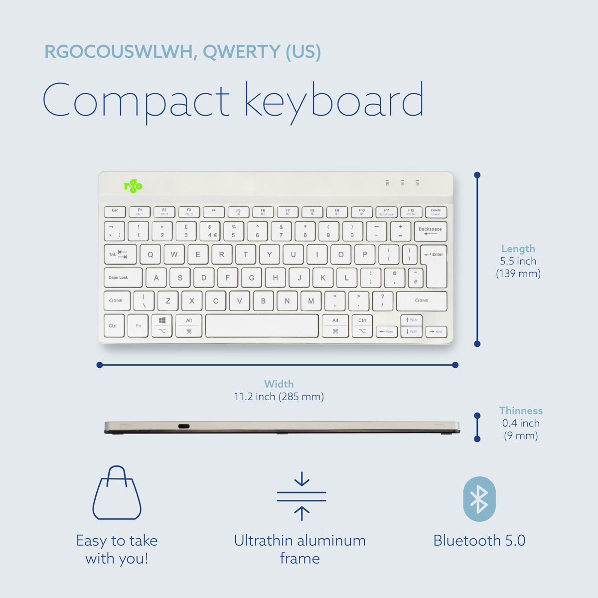 R-Go Compact Break (white, wireless, QWERTY – UK)