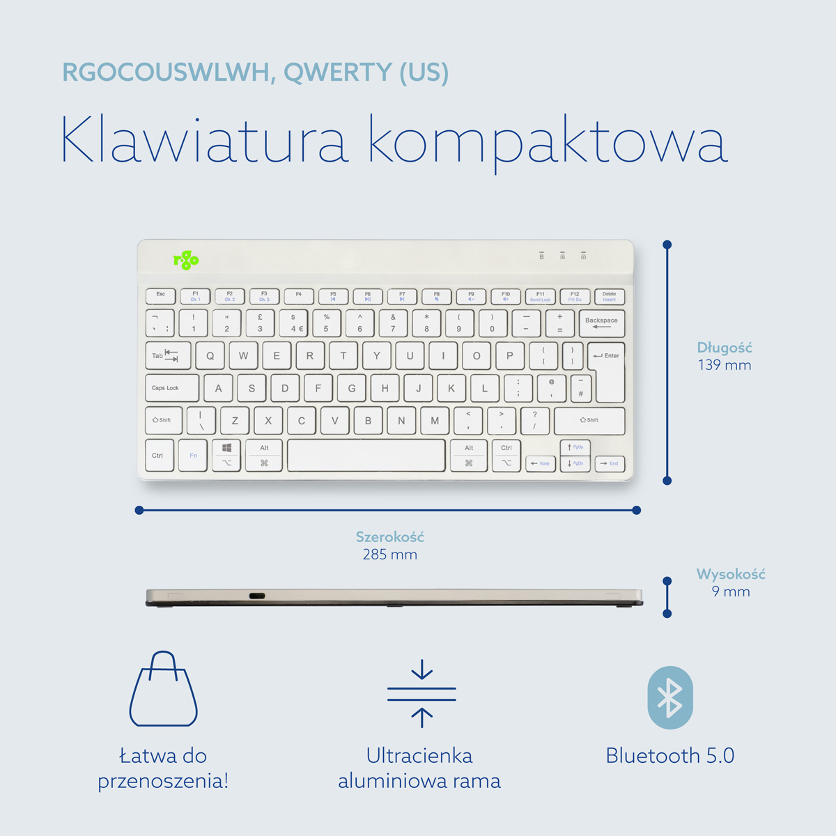 R-Go Compact Break (biały, bezprzewodowy, QWERTY – UK)