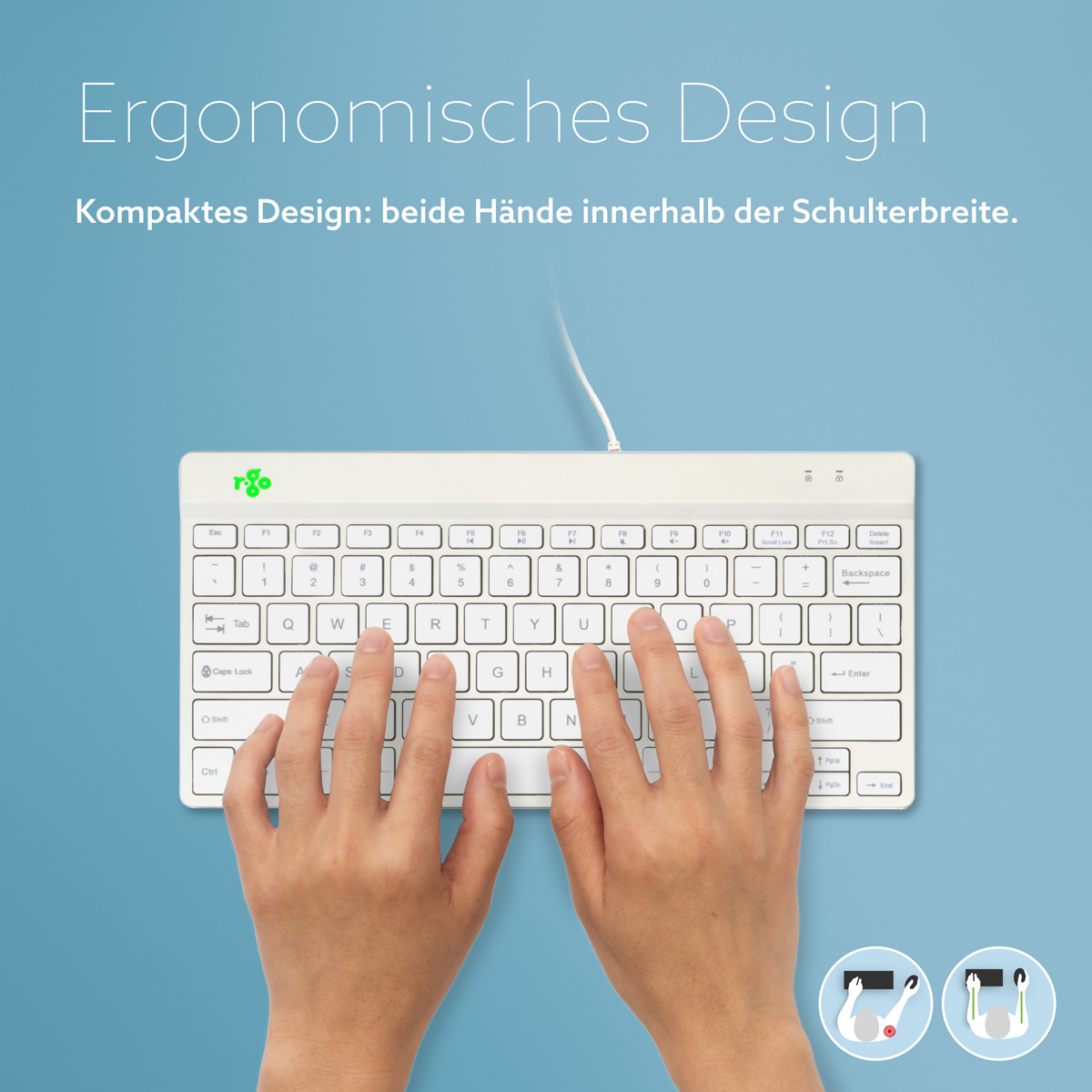 R-Go Compact Break (weiß, verkabelt, QWERTY – US)