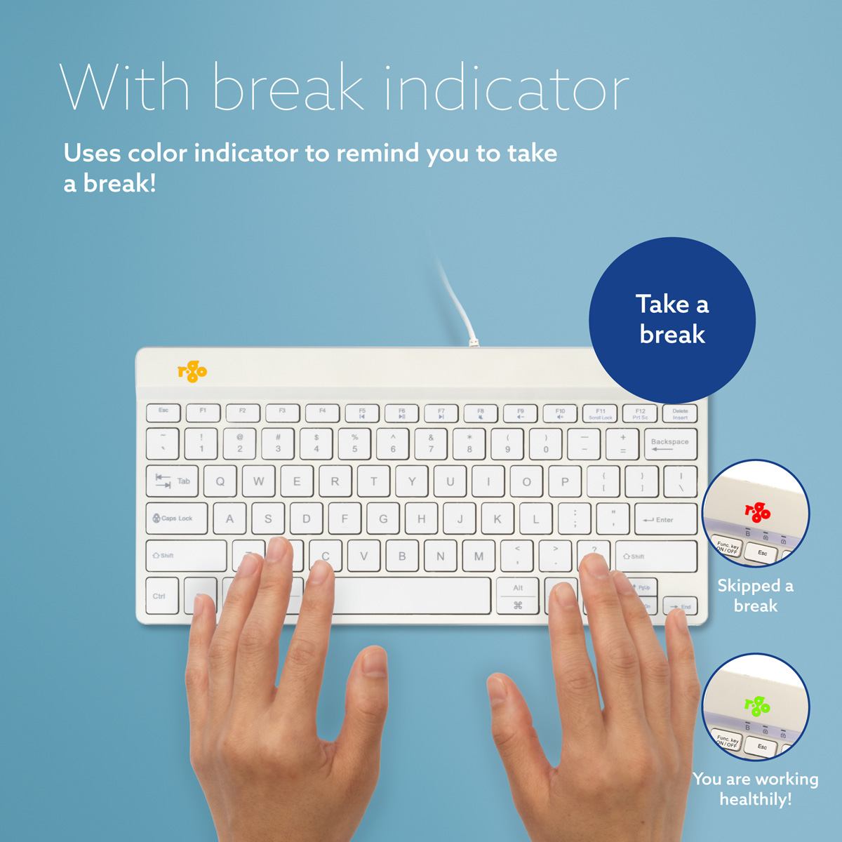 R-Go Compact Break (white, wired, QWERTY – US)