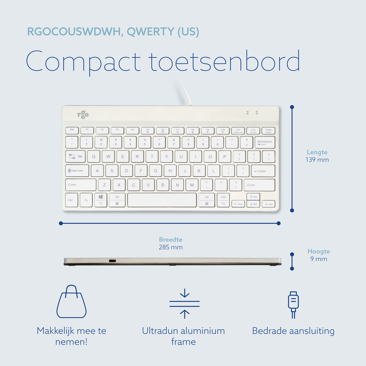 R-Go Compact Break (wit, bedraad, QWERTY – US)