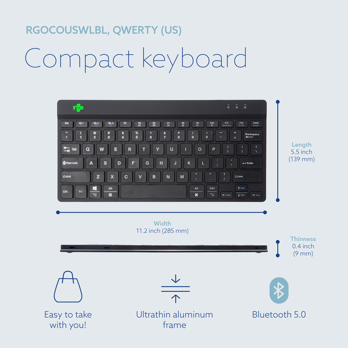 R-Go Compact Break (black, wireless, QWERTY – US)