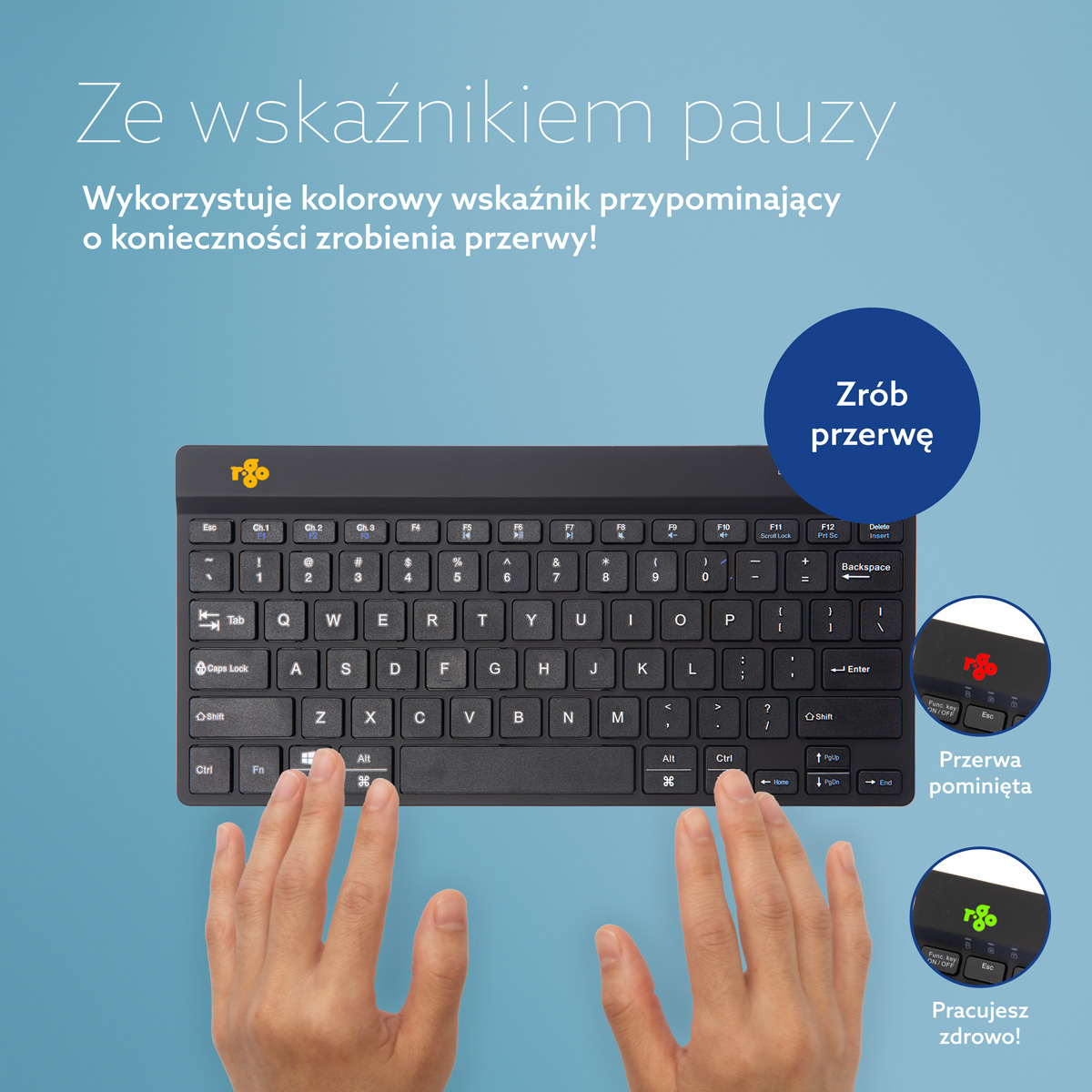 R-Go Compact Break (czarny, bezprzewodowy, QWERTY – USA)