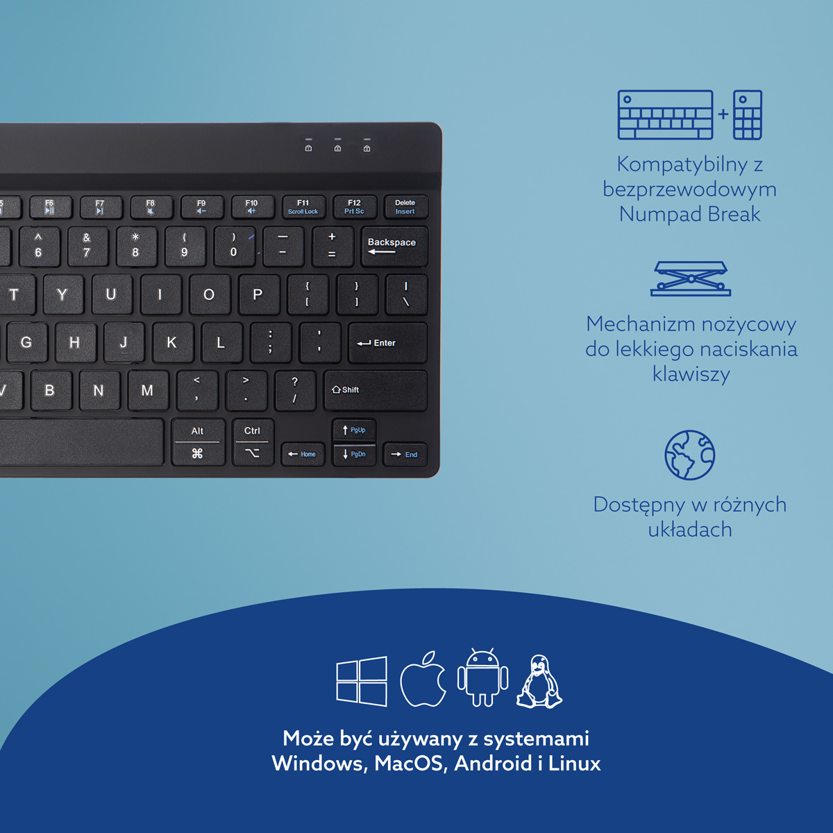 R-Go Compact Break (czarny, bezprzewodowy, QWERTY – USA)