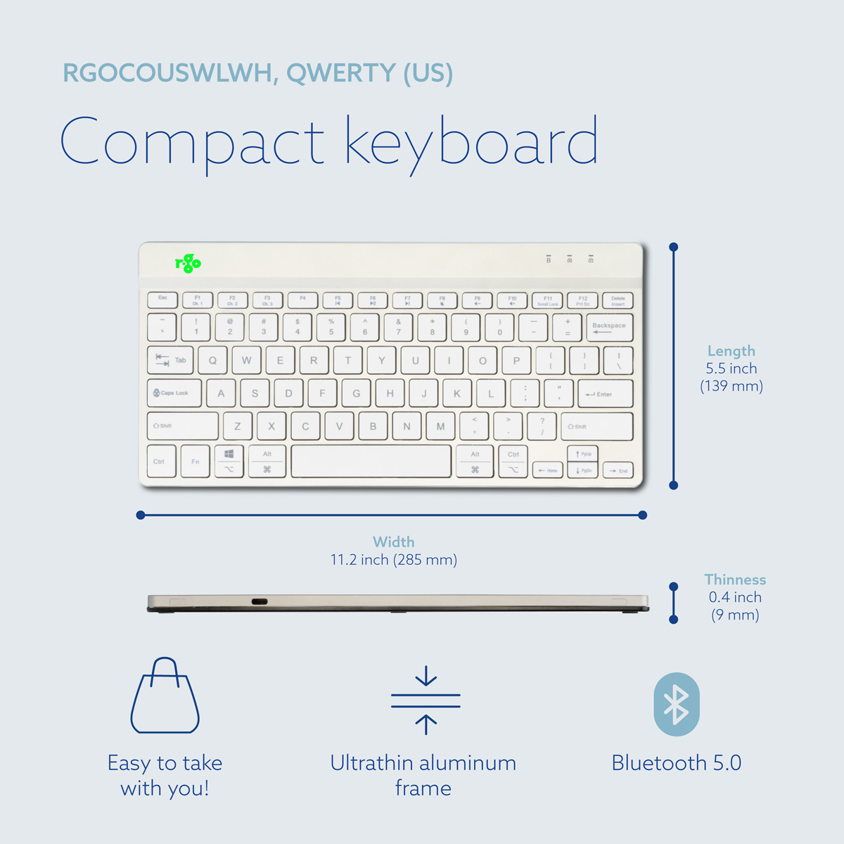 R-Go Compact Break (white, wireless, QWERTY – US)