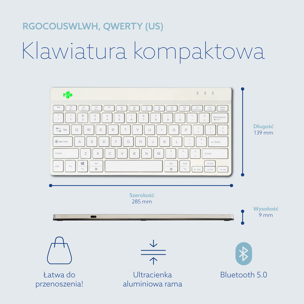 R-Go Compact Break (biały, bezprzewodowy, QWERTY – USA)