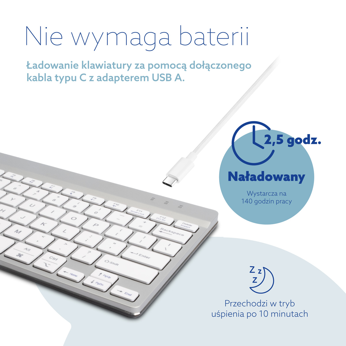 R-Go Compact Break (biały, bezprzewodowy, QWERTY – USA)
