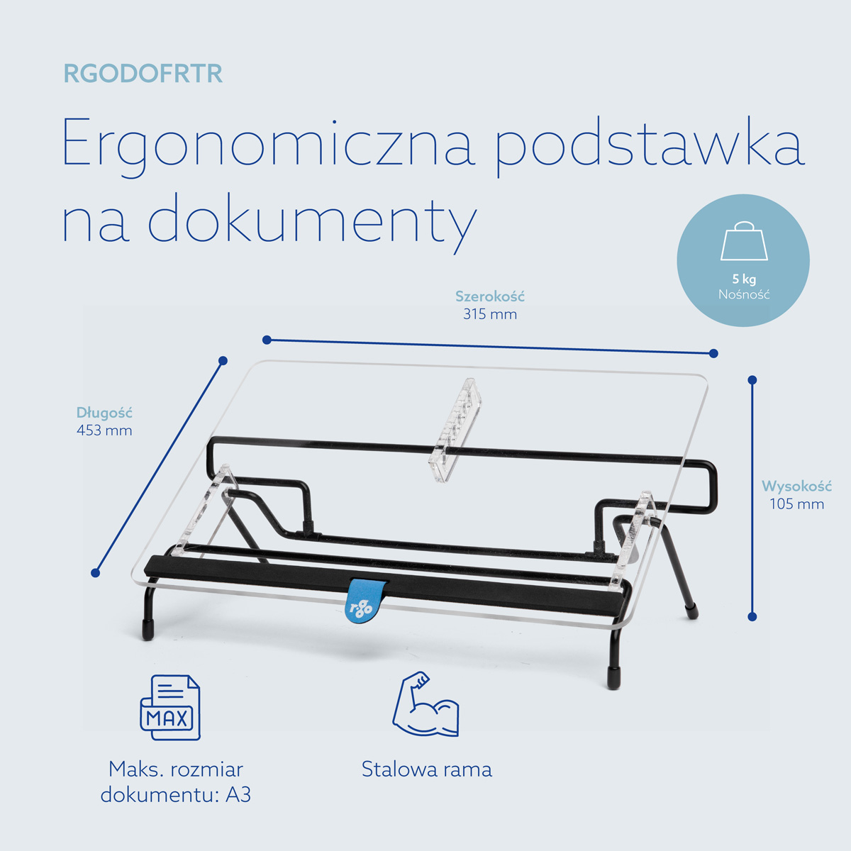 Uchwyt na dokumenty R-Go Flex Read