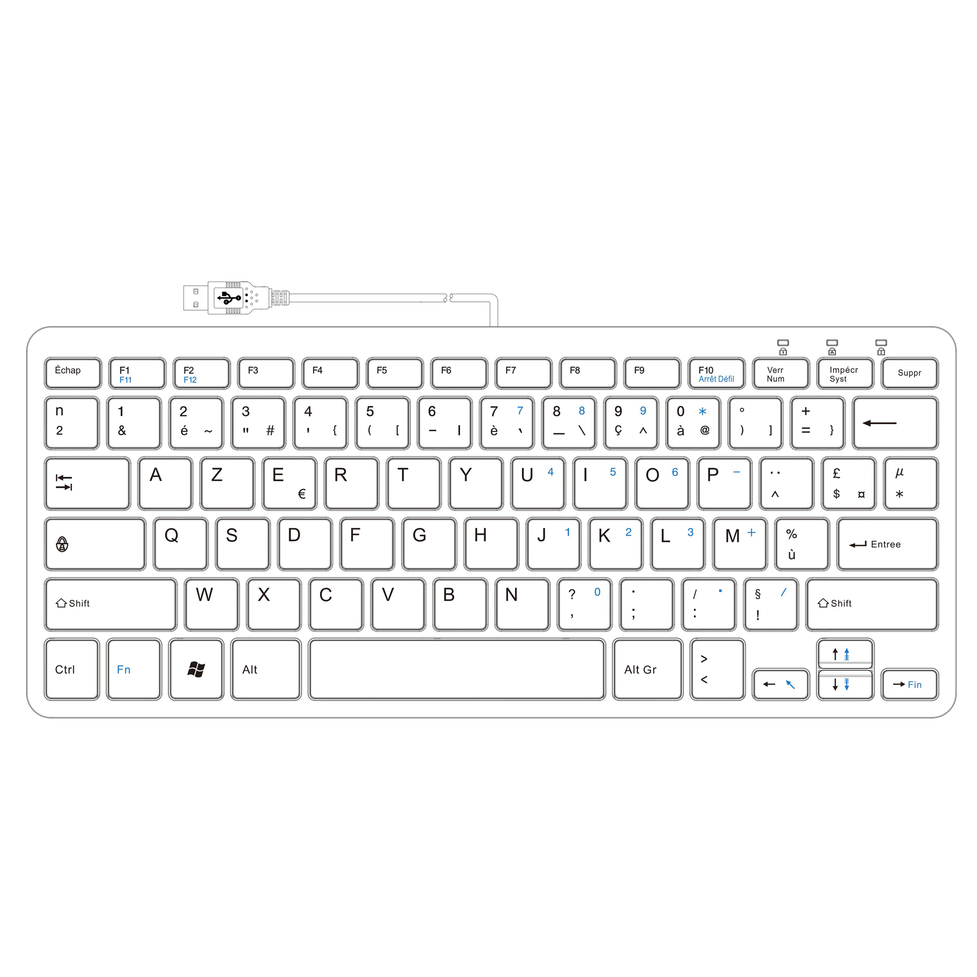 R-Go Compact (wit, bedraad, AZERTY – FR)