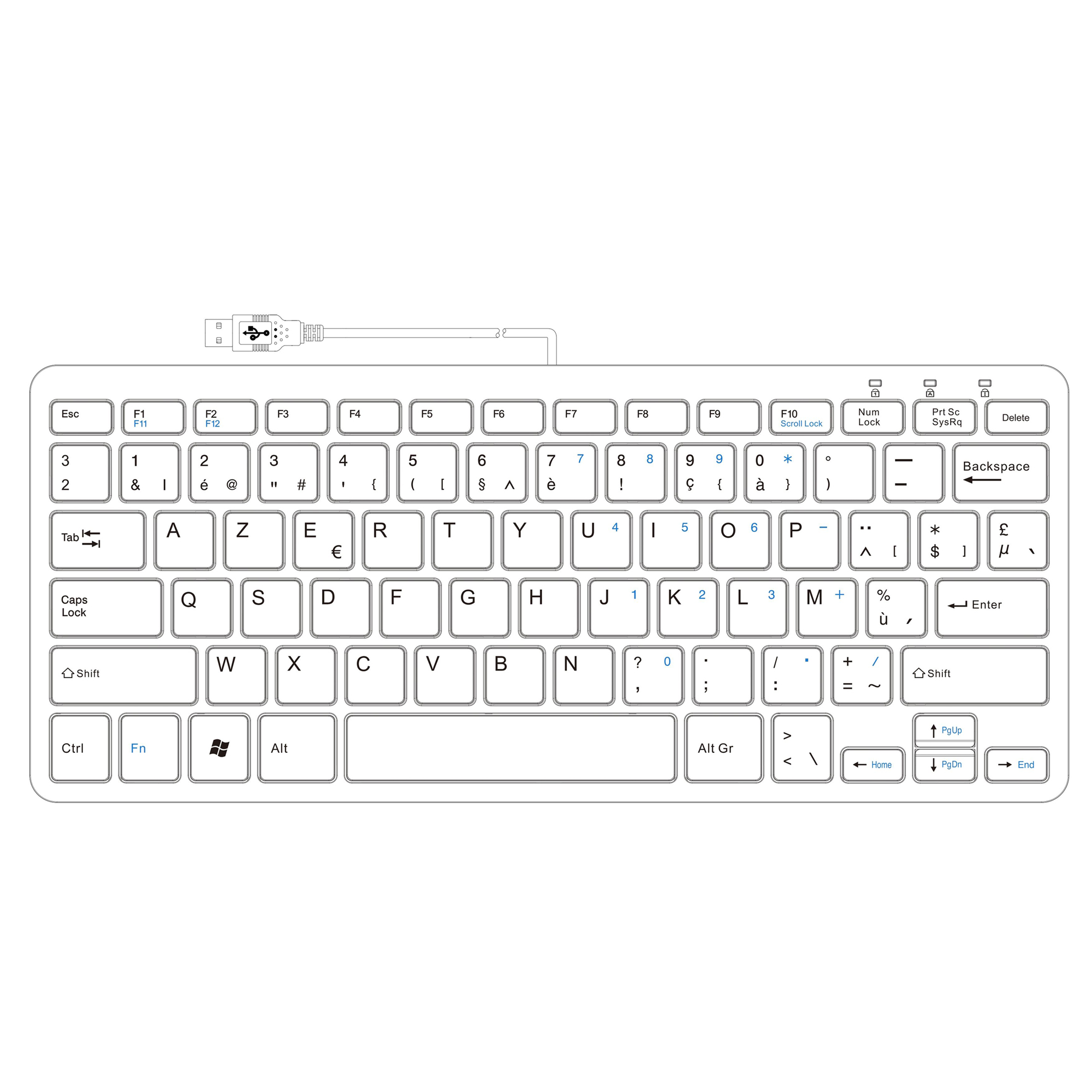 R-Go Compact (wit, bedraad, AZERTY – BE)