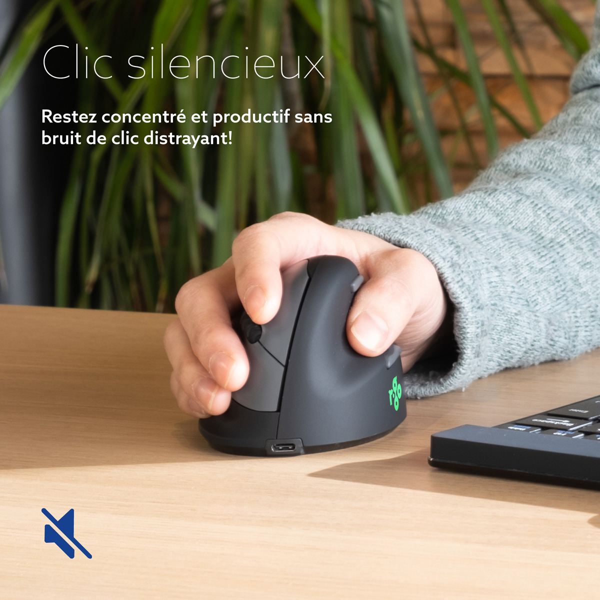R-Go HE Break (petit modèle, droit, connexion 3 en 1 Bluetooth/2,4 GHz/USB)